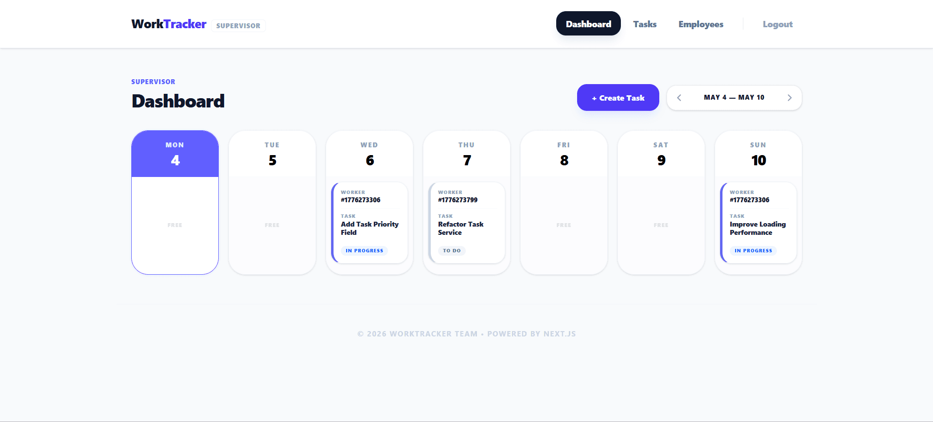 WorkTracker — Supervisor View