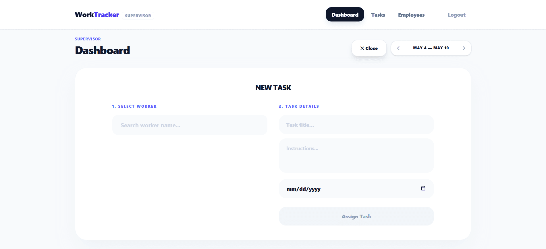 WorkTracker — Create Task